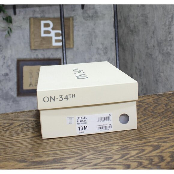 NWT On 34th Jeules Pointed-Toe Slip On Heels 10018690100 Black Leather 10M - Picture 5 of 6